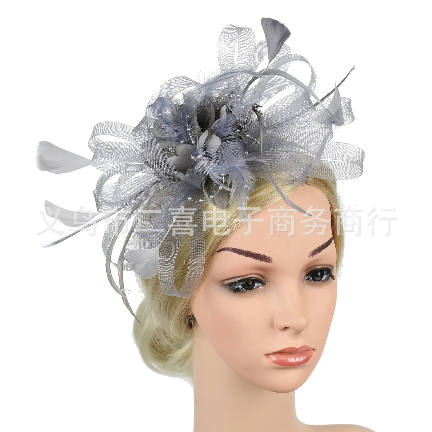 European Feather Headwear Bridal Hair Accessories Mesh Small Top Hat - Image 22