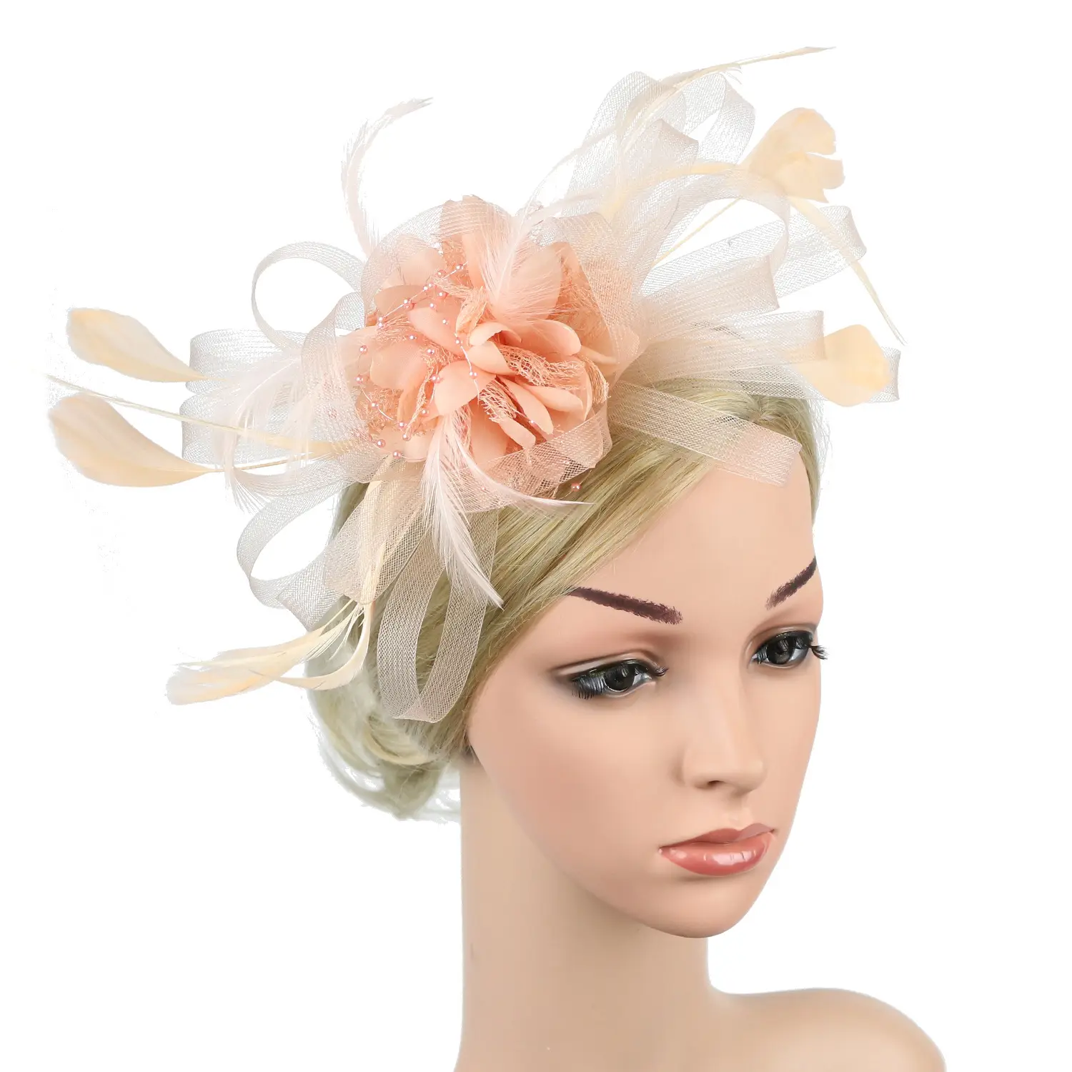 European Feather Headwear Bridal Hair Accessories Mesh Small Top Hat - Image 25