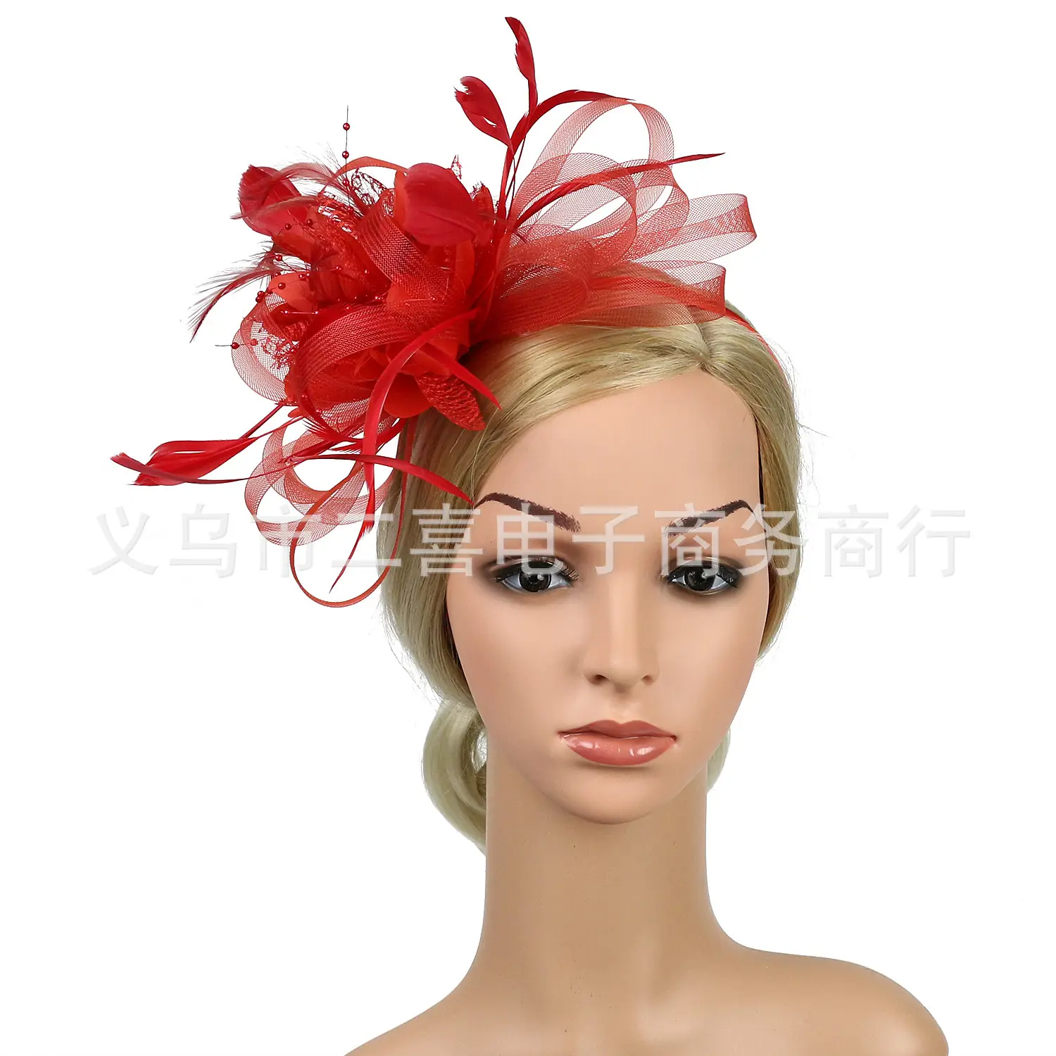 European Feather Headwear Bridal Hair Accessories Mesh Small Top Hat - Image 3