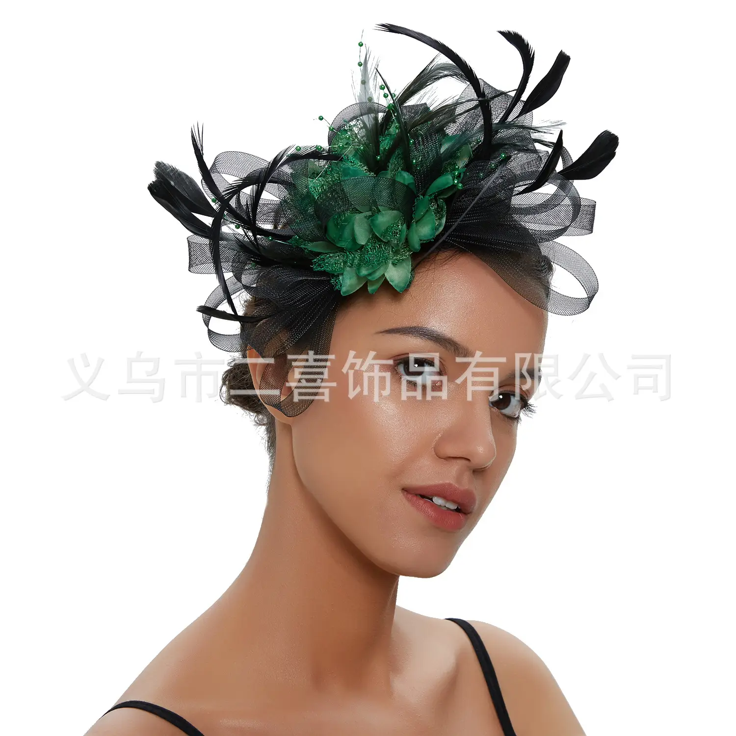 European Feather Headwear Bridal Hair Accessories Mesh Small Top Hat - Image 35