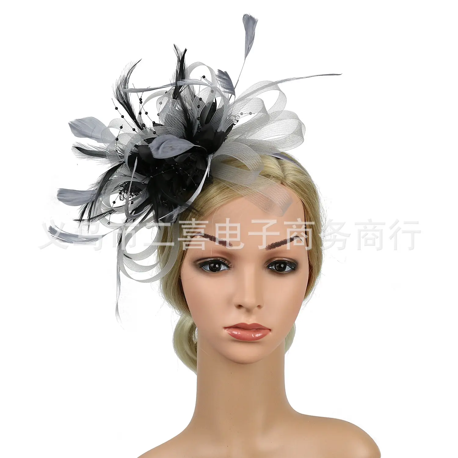 European Feather Headwear Bridal Hair Accessories Mesh Small Top Hat - Image 8