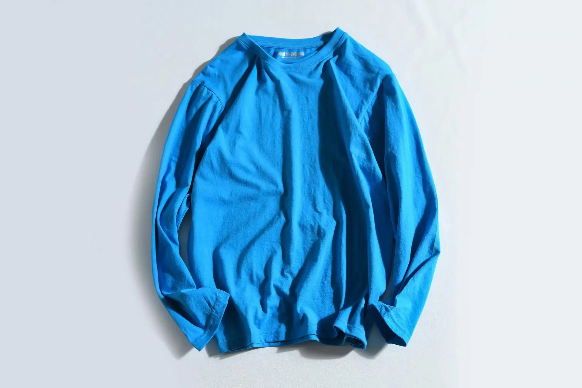 White Cotton Crewneck Long Sleeve T-Shirt