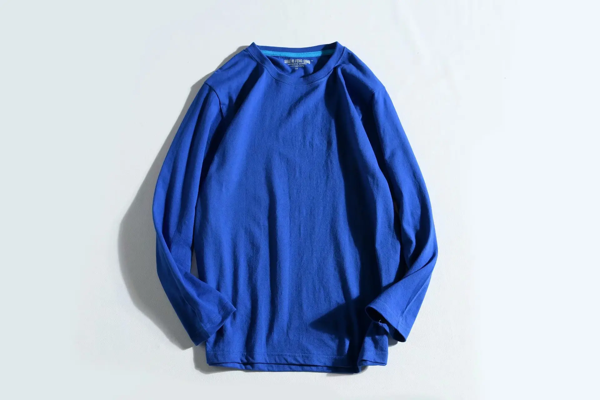 White Cotton Crewneck Long Sleeve T-Shirt