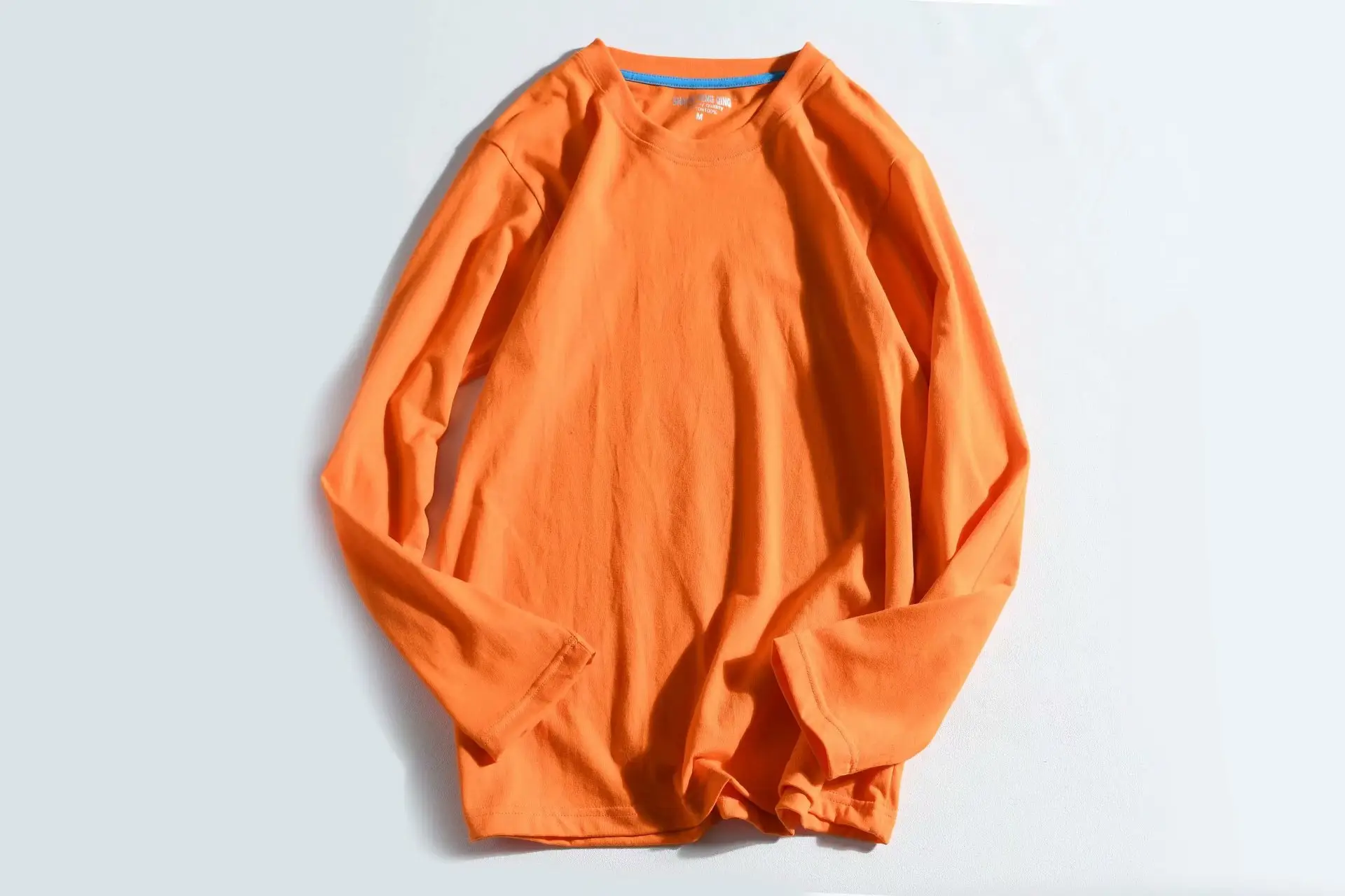 White Cotton Crewneck Long Sleeve T-Shirt