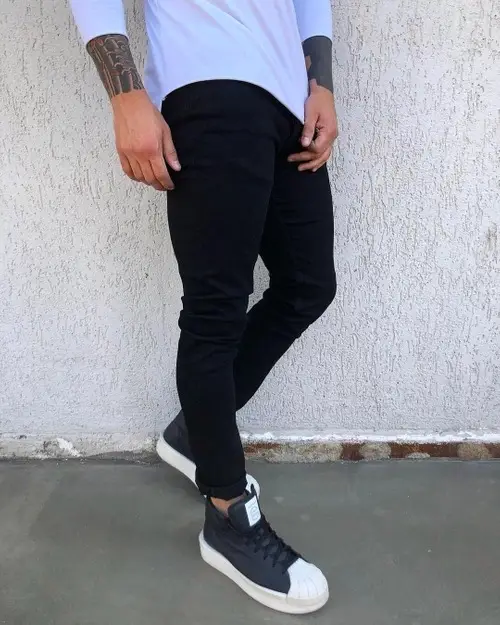 2018 Men Slim Fit White Skinny Jeans Trousers Set