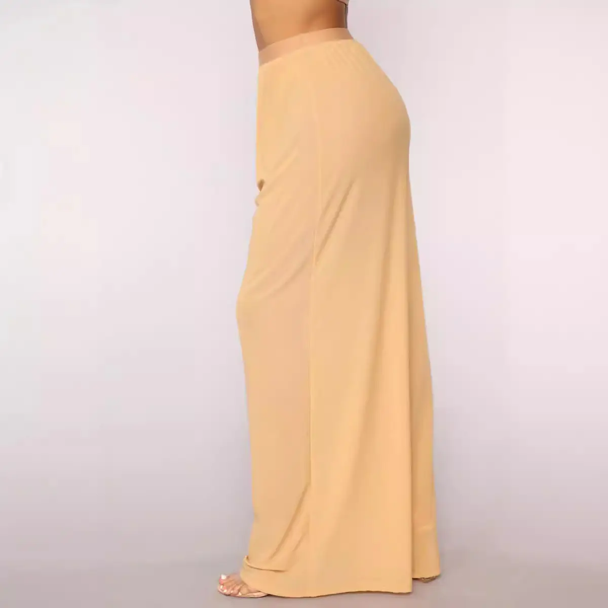 Wide Leg Pants Pure Color Mesh See Through - Image 5