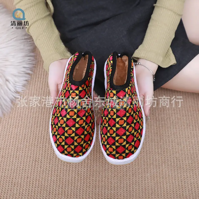 Oxford men's and women's stalls indoor warm winter home beef bottom half bag with handmade cotton slippers wholesale