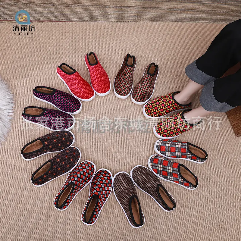 Oxford men's and women's stalls indoor warm winter home beef bottom half bag with handmade cotton slippers wholesale