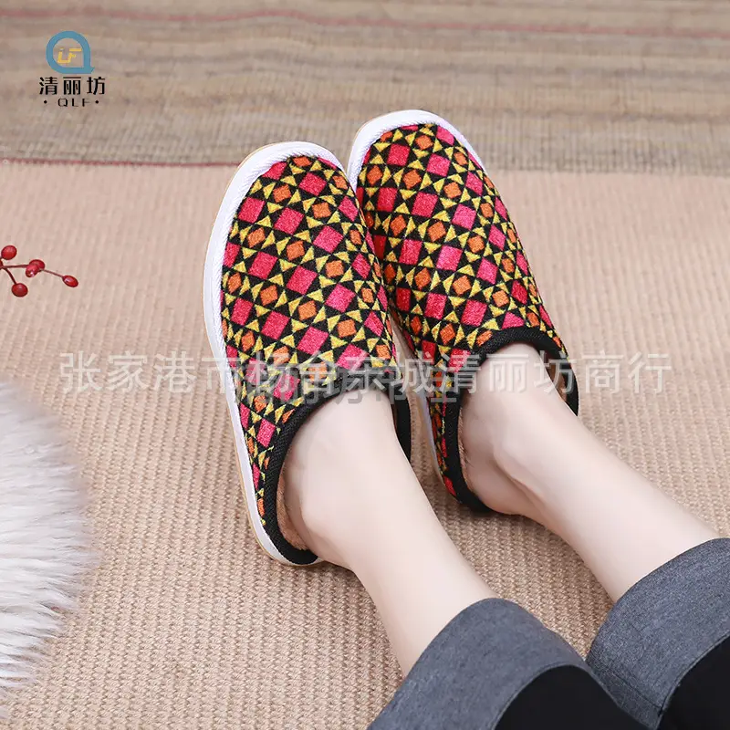 Oxford men's and women's stalls indoor warm winter home beef bottom half bag with handmade cotton slippers wholesale