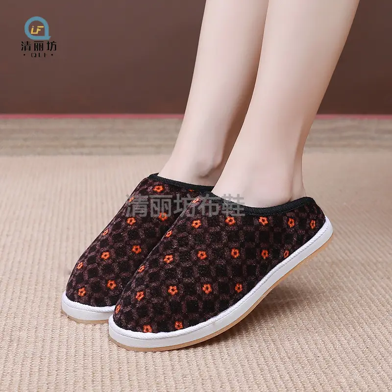 Oxford men's and women's stalls indoor warm winter home beef bottom half bag with handmade cotton slippers wholesale