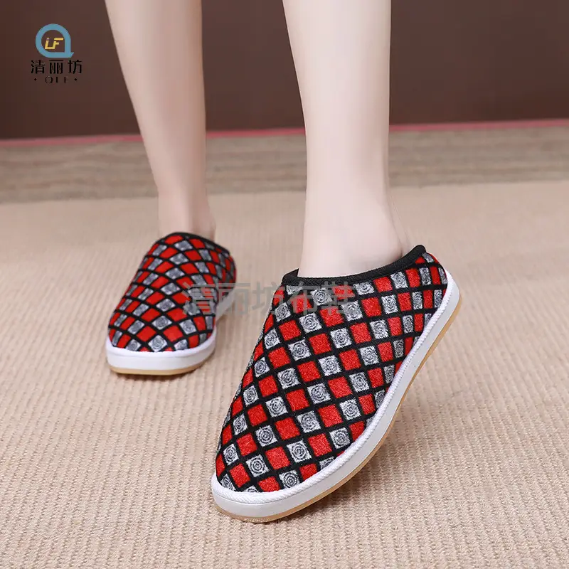 Oxford men's and women's stalls indoor warm winter home beef bottom half bag with handmade cotton slippers wholesale