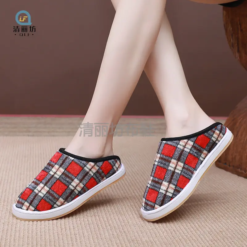 Oxford men's and women's stalls indoor warm winter home beef bottom half bag with handmade cotton slippers wholesale