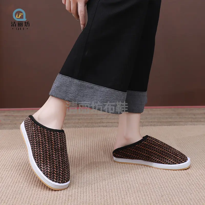 Oxford men's and women's stalls indoor warm winter home beef bottom half bag with handmade cotton slippers wholesale