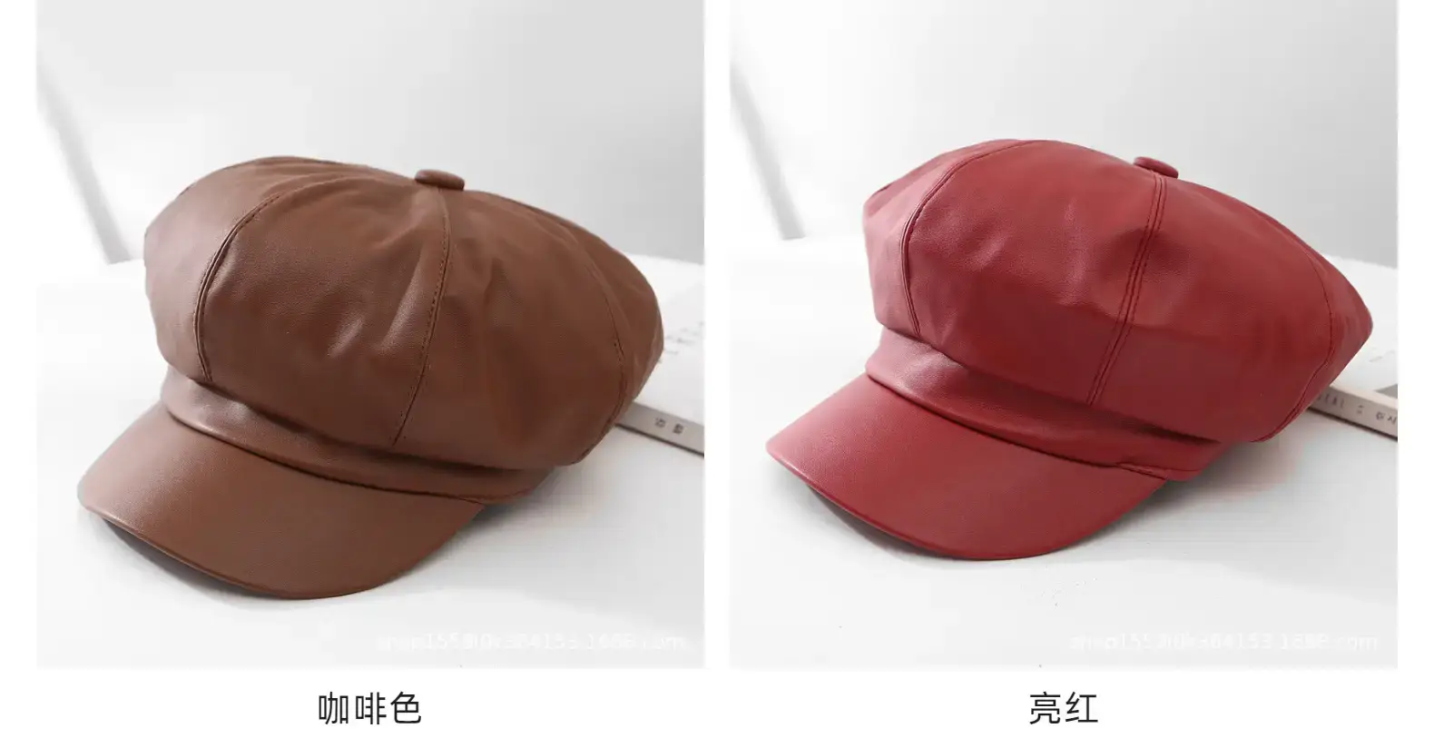 Women Leather Octagonal Hat Black Winter Casual — feature 13