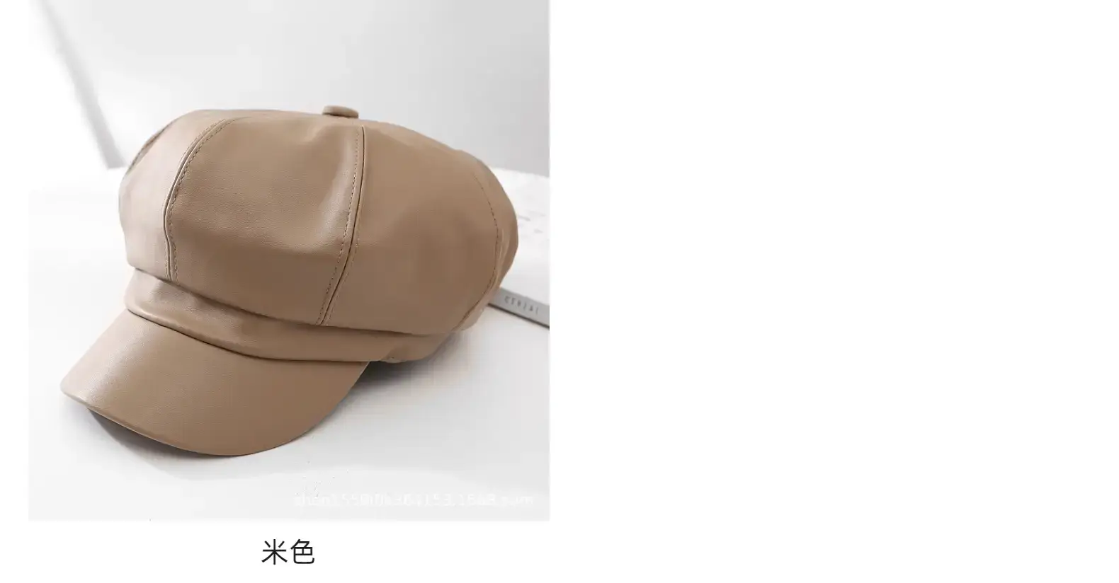 Women Leather Octagonal Hat Black Winter Casual — feature 14