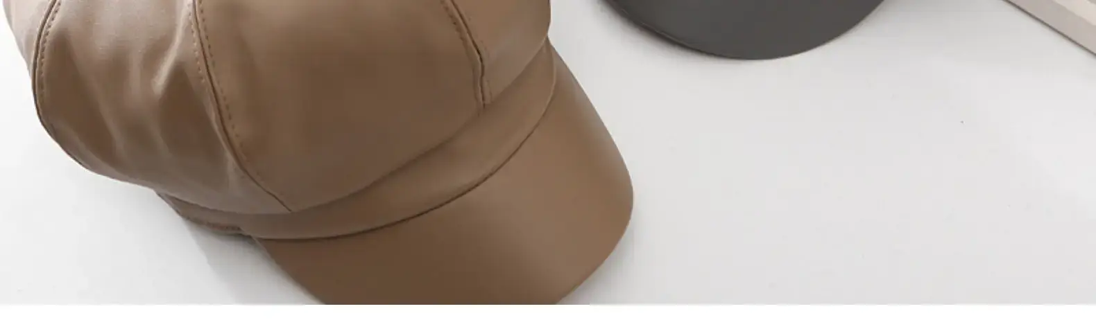Women Leather Octagonal Hat Black Winter Casual — feature 19