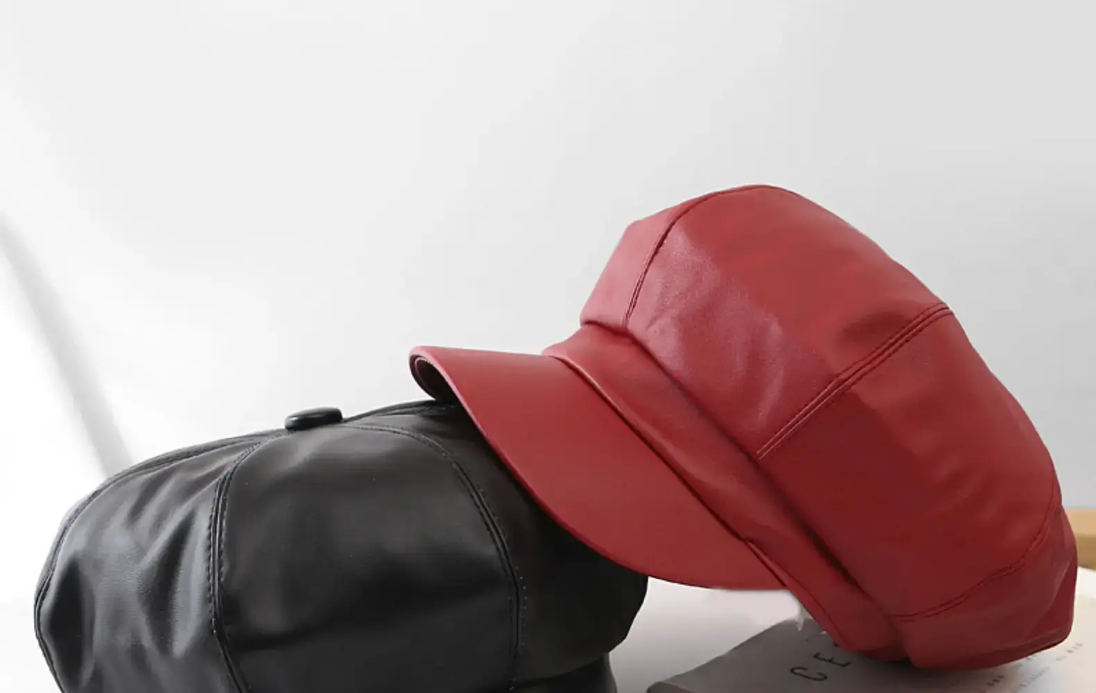 Women Leather Octagonal Hat Black Winter Casual — feature 20