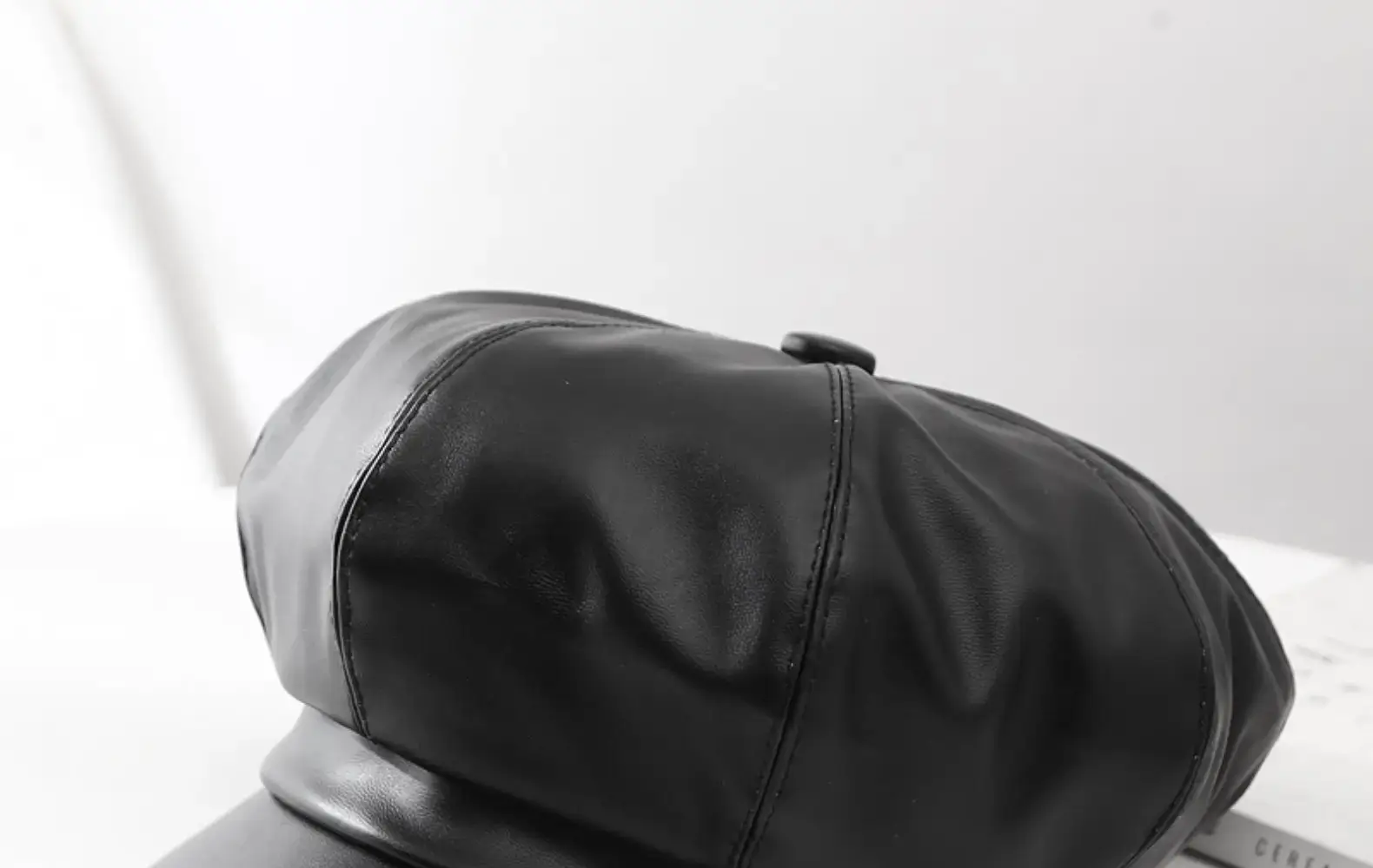 Women Leather Octagonal Hat Black Winter Casual — feature 22