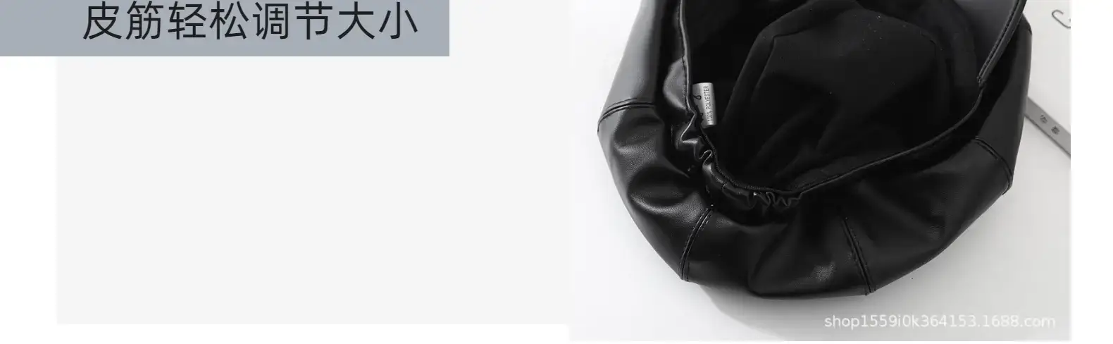 Women Leather Octagonal Hat Black Winter Casual — feature 8