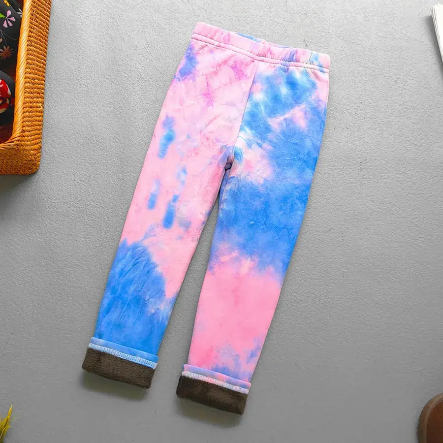 Children's Fleece Lined Tie-Dye Leggings Pink Blue - Image 22