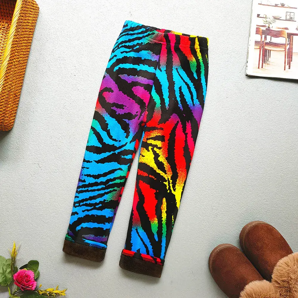 Children's Fleece Lined Tie-Dye Leggings Pink Blue - Image 27