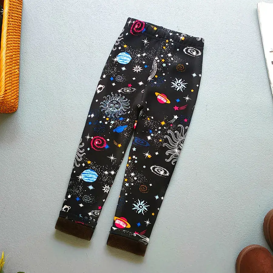 Children's Fleece Lined Tie-Dye Leggings Pink Blue - Image 29