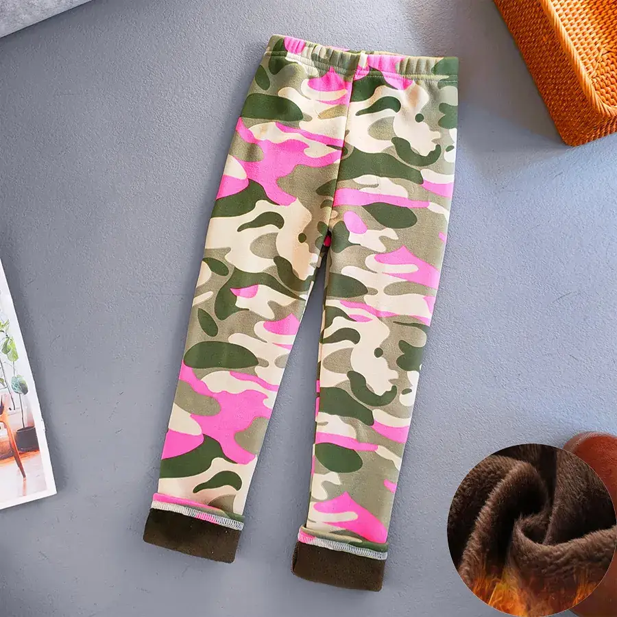 Children's Fleece Lined Tie-Dye Leggings Pink Blue - Image 30