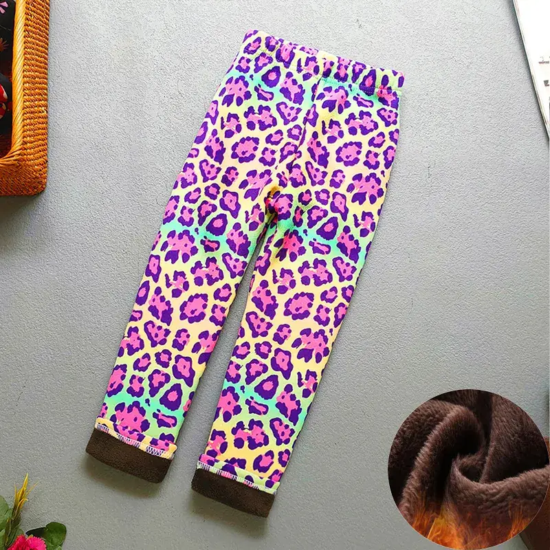 Children's Fleece Lined Tie-Dye Leggings Pink Blue - Image 32
