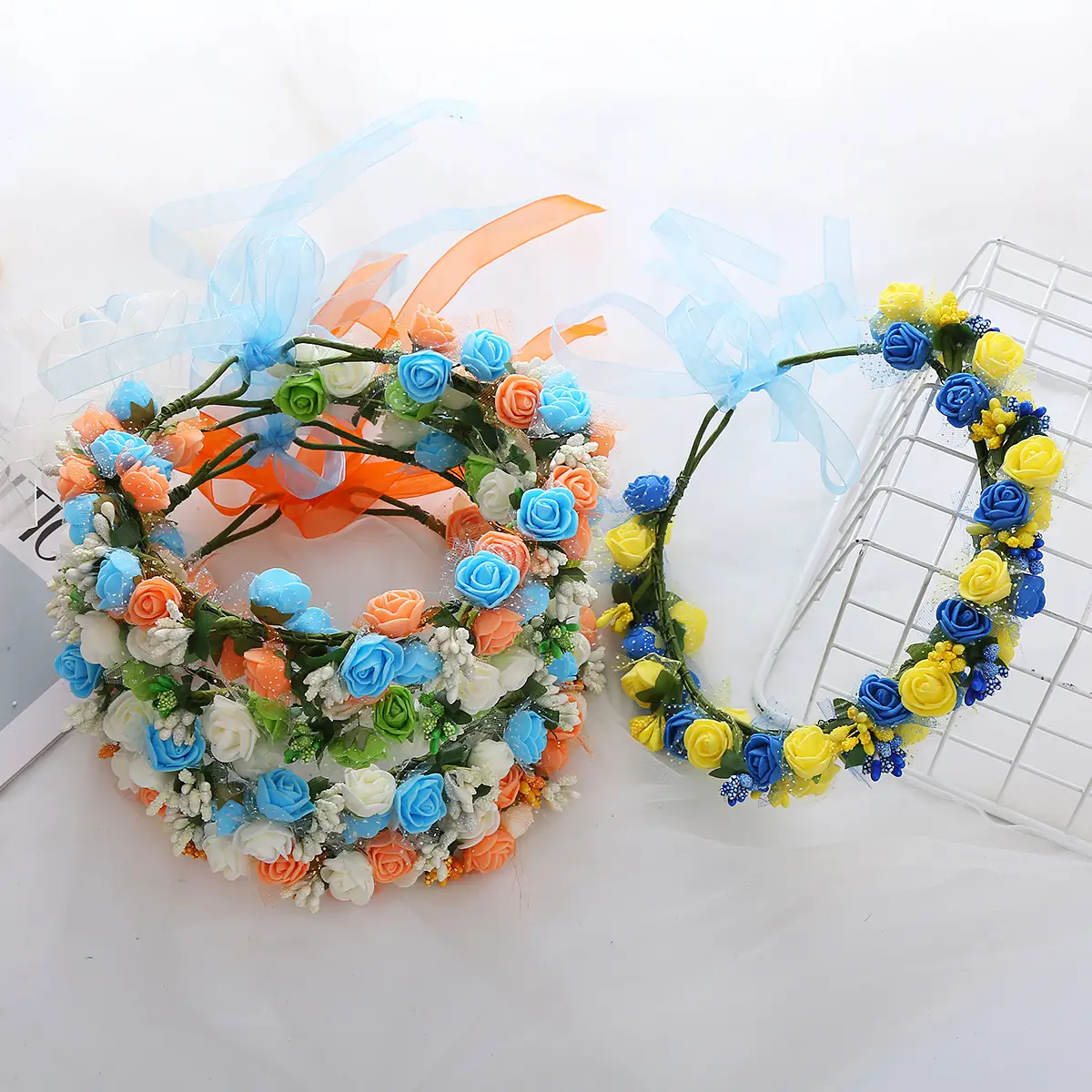 Pink Rose Crossbody Headband for Women Wedding Photo Bridal — feature 19