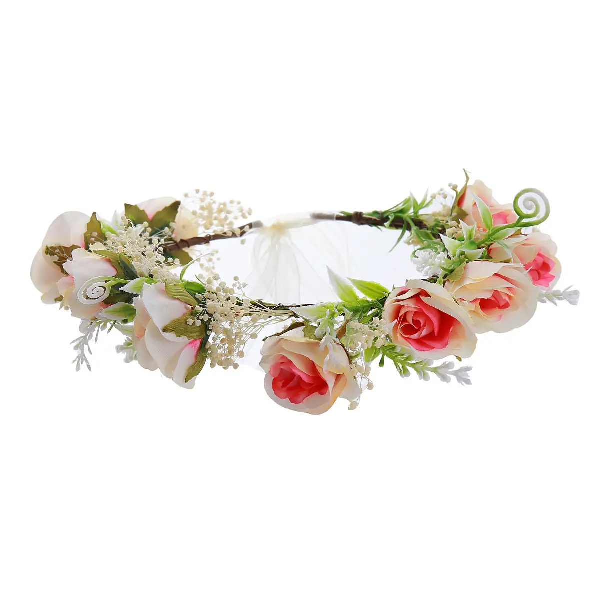 Pink Rose Crossbody Headband for Women Wedding Photo Bridal — feature 4
