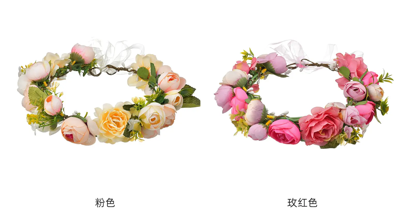 Pink Rose Crossbody Headband for Women Wedding Photo Bridal — feature 51