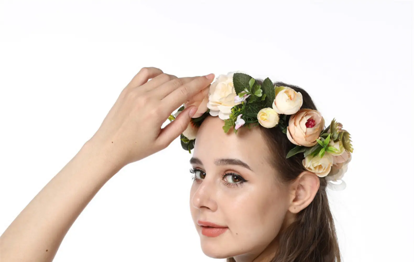 Pink Rose Crossbody Headband for Women Wedding Photo Bridal — feature 55