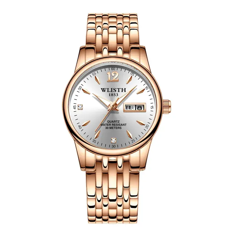 Women's Steel Band Quartz Watch Orange Dial - Image 2