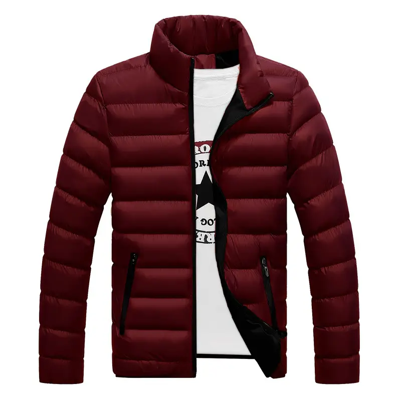 Men's Maroon Puffer Jacket Large Winter Casual - Image 4