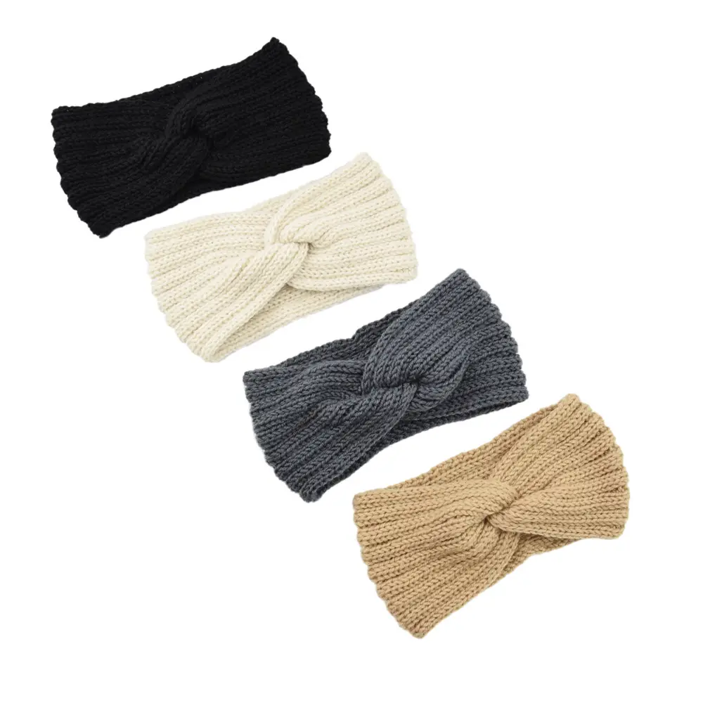 Red Knitted Cross Wool Headband for Women - Image 41