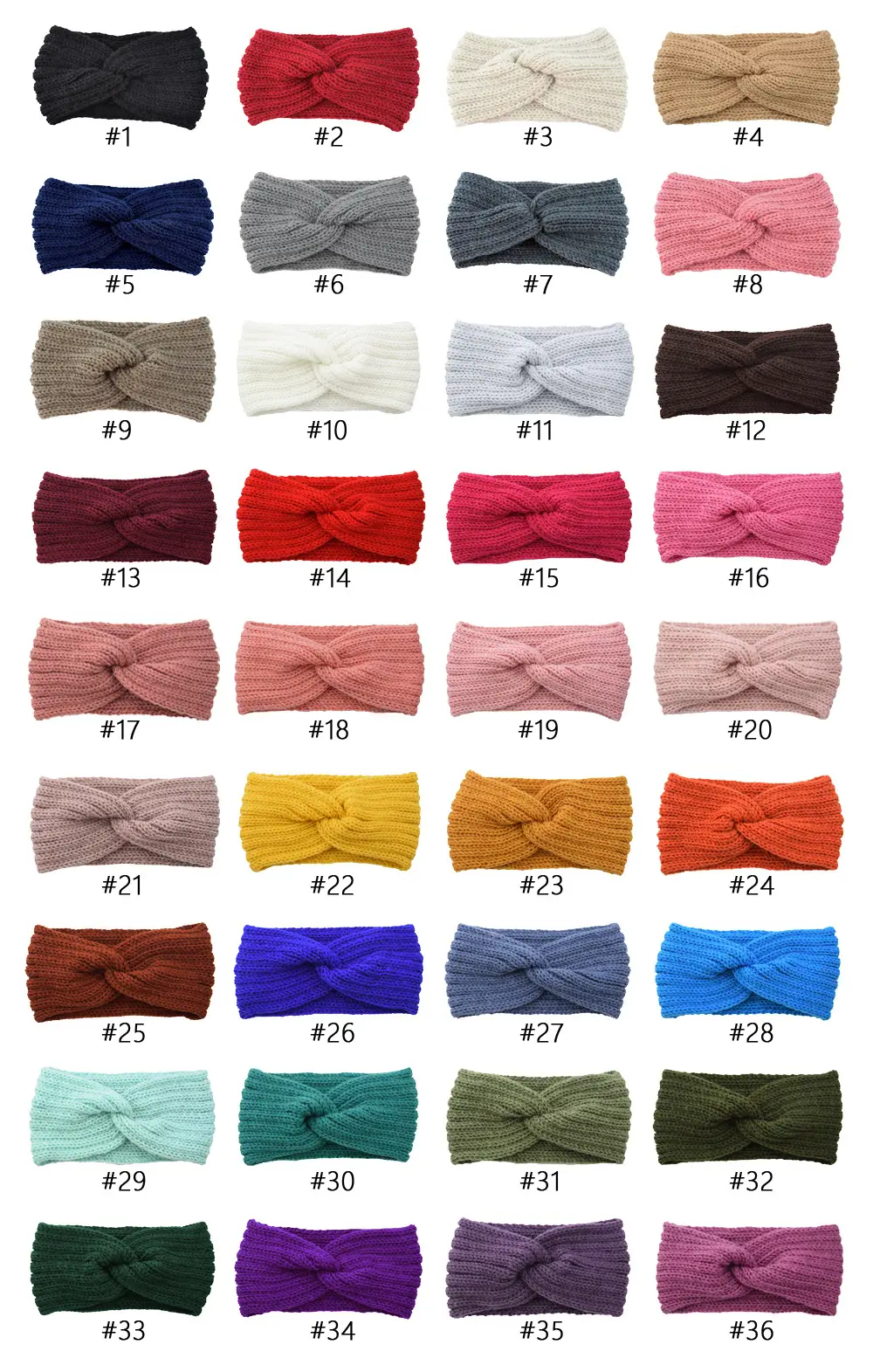 Red Knitted Cross Wool Headband for Women - Image 10