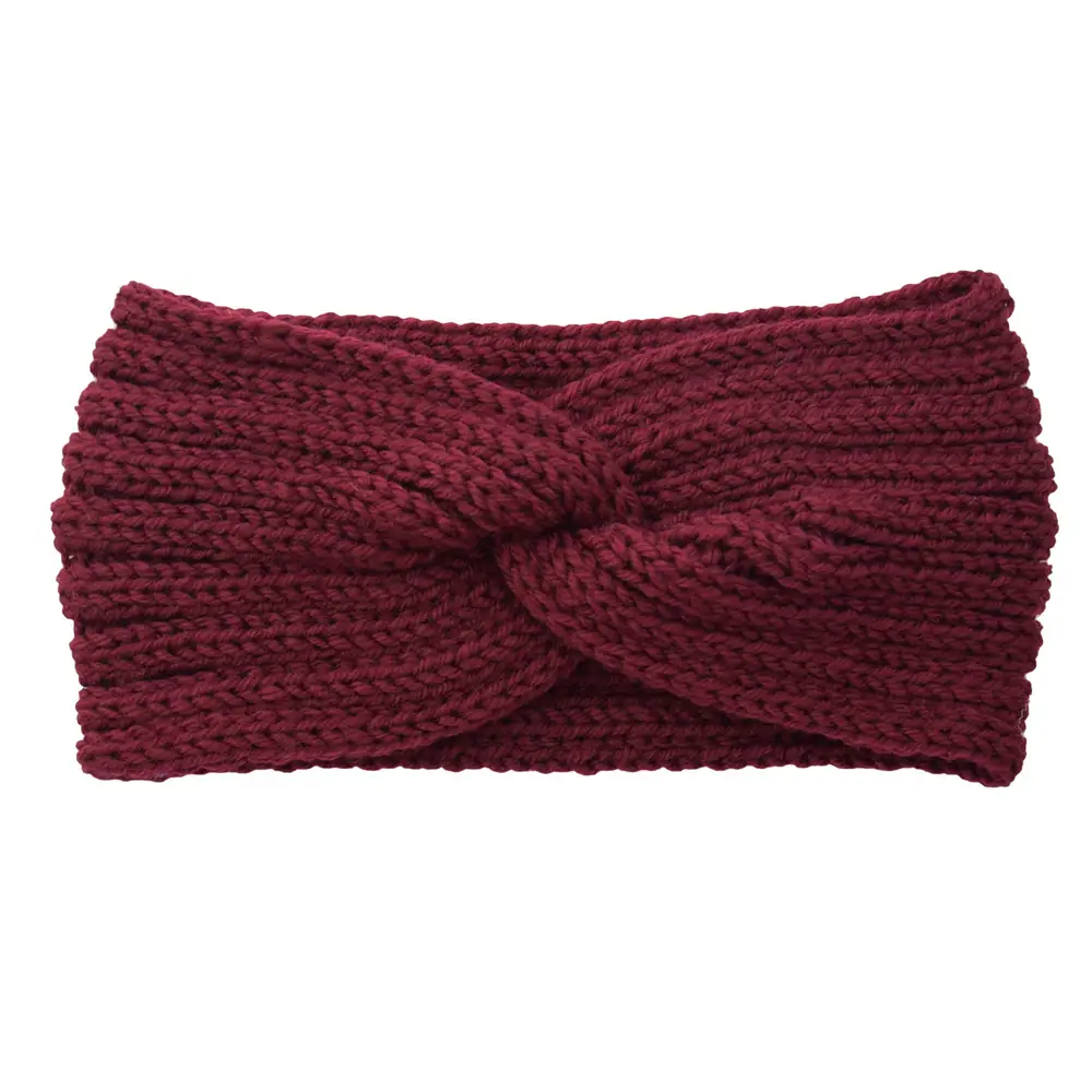 Red Knitted Cross Wool Headband for Women - Image 14