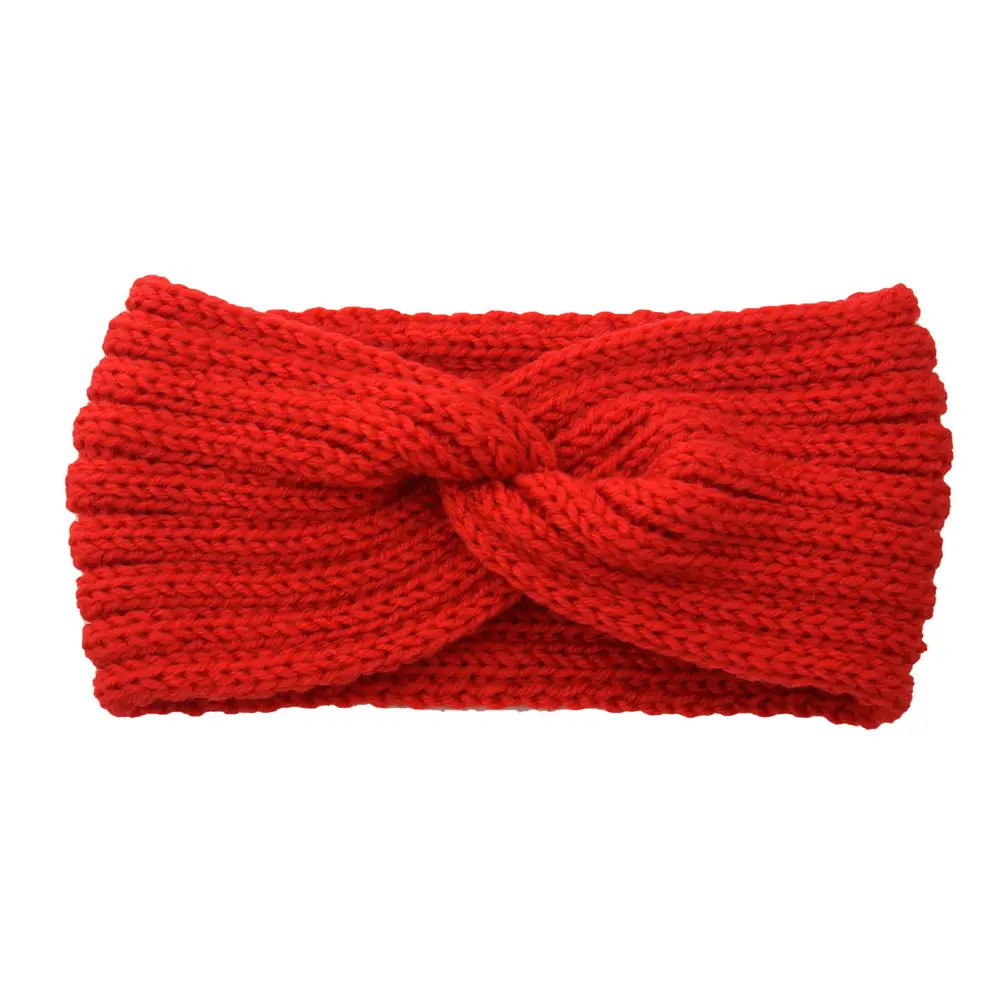 Red Knitted Cross Wool Headband for Women - Image 15
