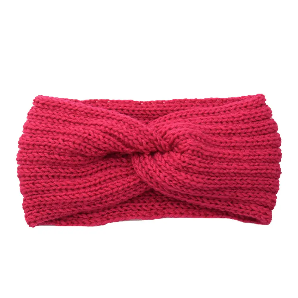 Red Knitted Cross Wool Headband for Women - Image 16