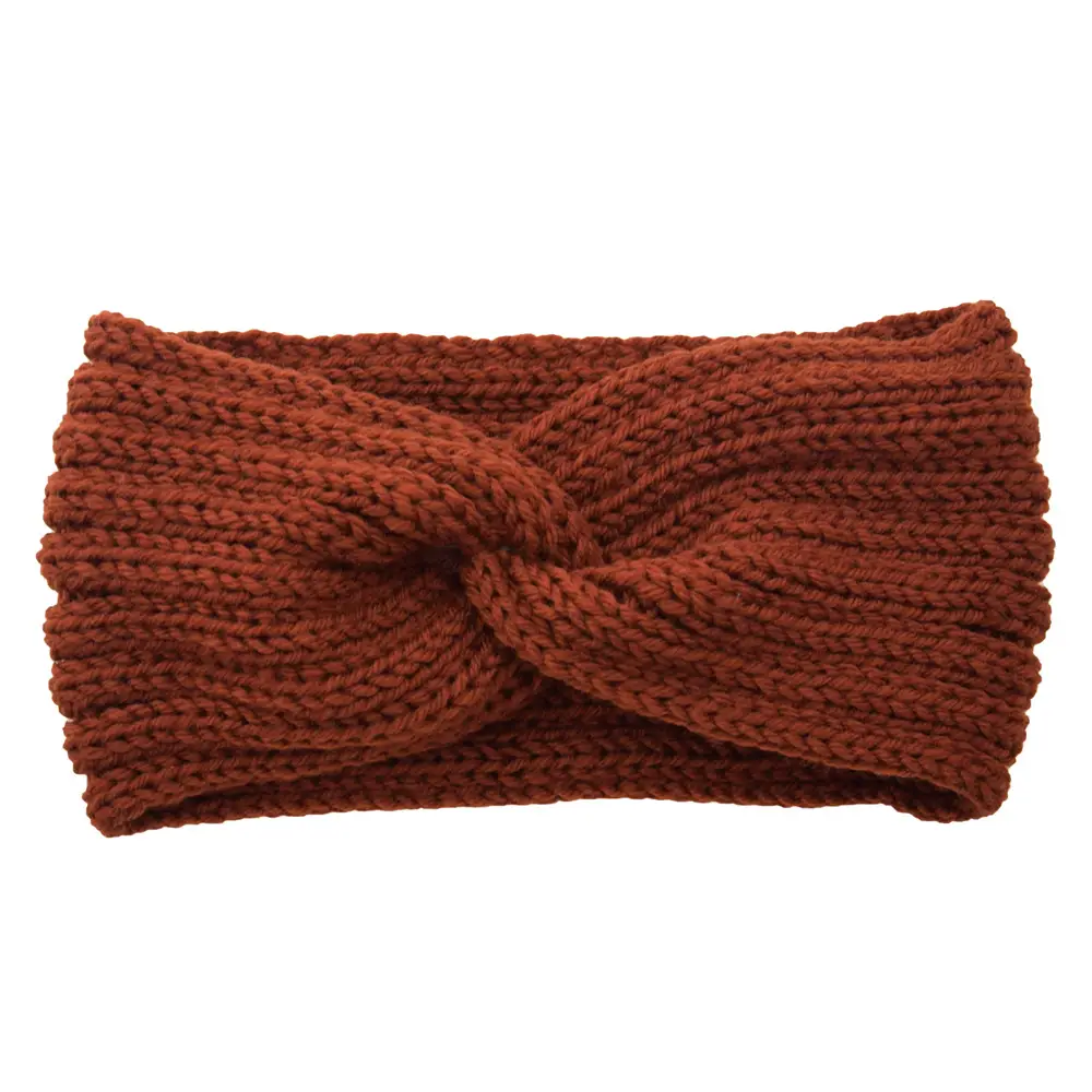 Red Knitted Cross Wool Headband for Women - Image 26