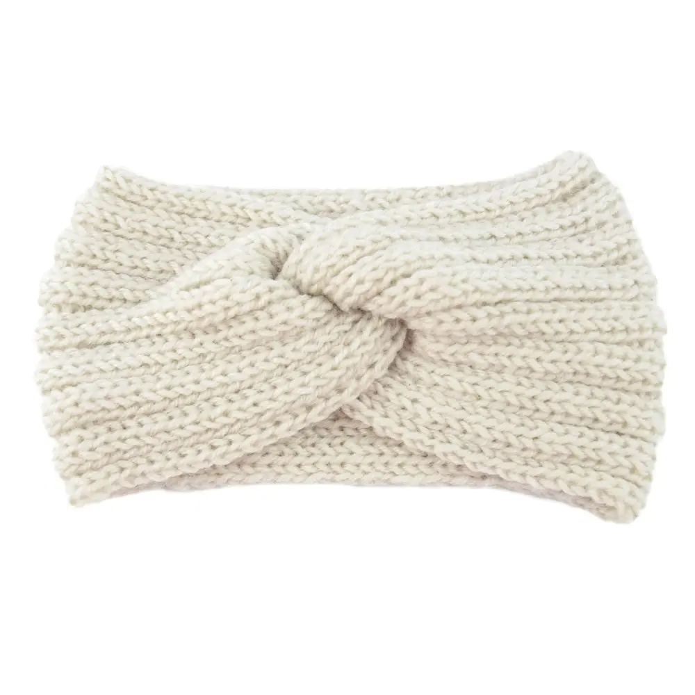 Red Knitted Cross Wool Headband for Women - Image 3