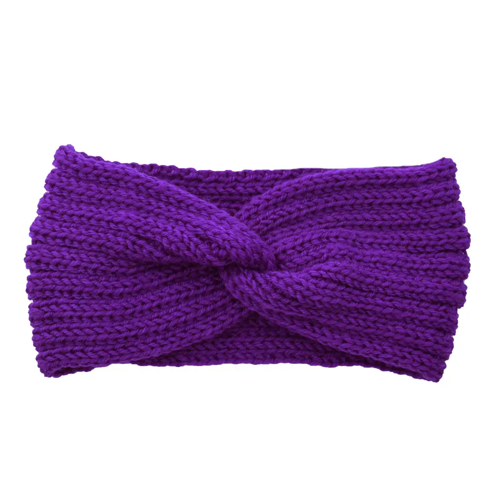 Red Knitted Cross Wool Headband for Women - Image 35