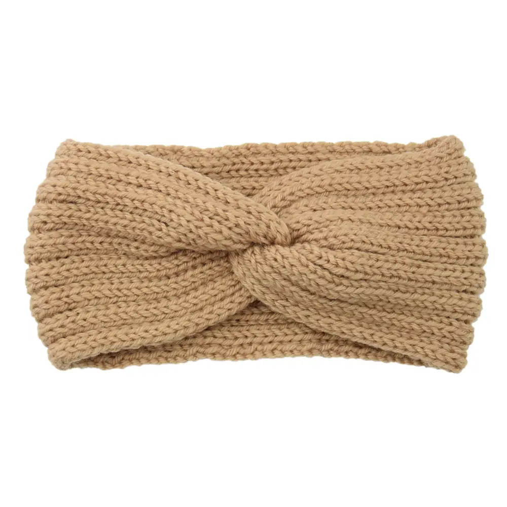 Red Knitted Cross Wool Headband for Women - Image 4