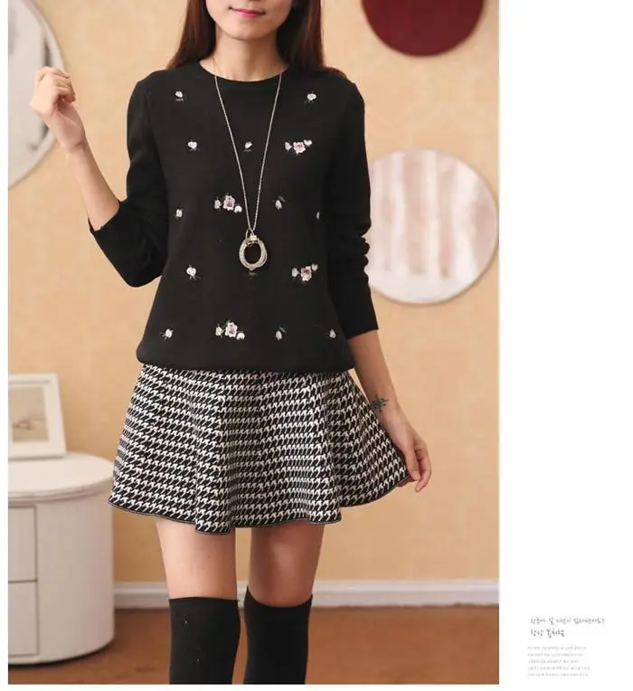 Women's Red Embroidered Long Sleeve Pullover Winter Wear — feature 14