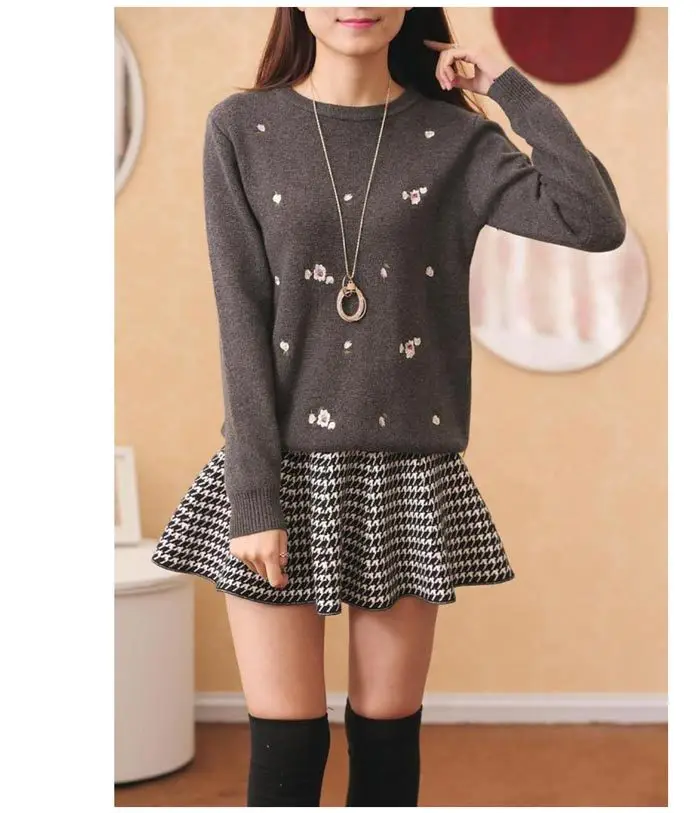 Women's Red Embroidered Long Sleeve Pullover Winter Wear — feature 15