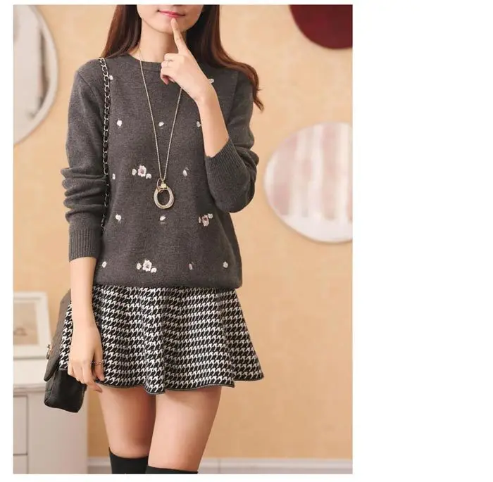 Women's Red Embroidered Long Sleeve Pullover Winter Wear — feature 16