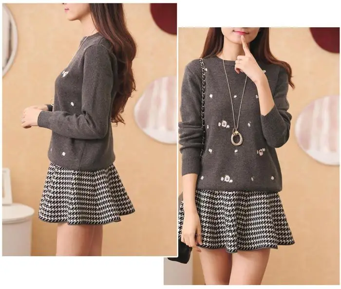 Women's Red Embroidered Long Sleeve Pullover Winter Wear — feature 17