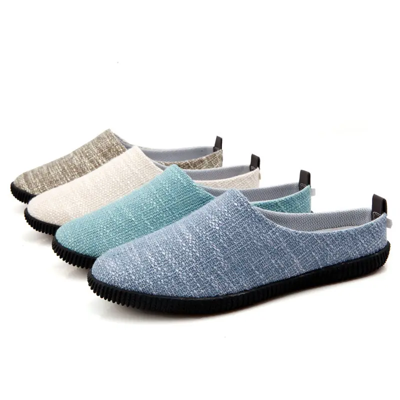 Men Linen T-Shape Flip Flops Summer Casual Shoes