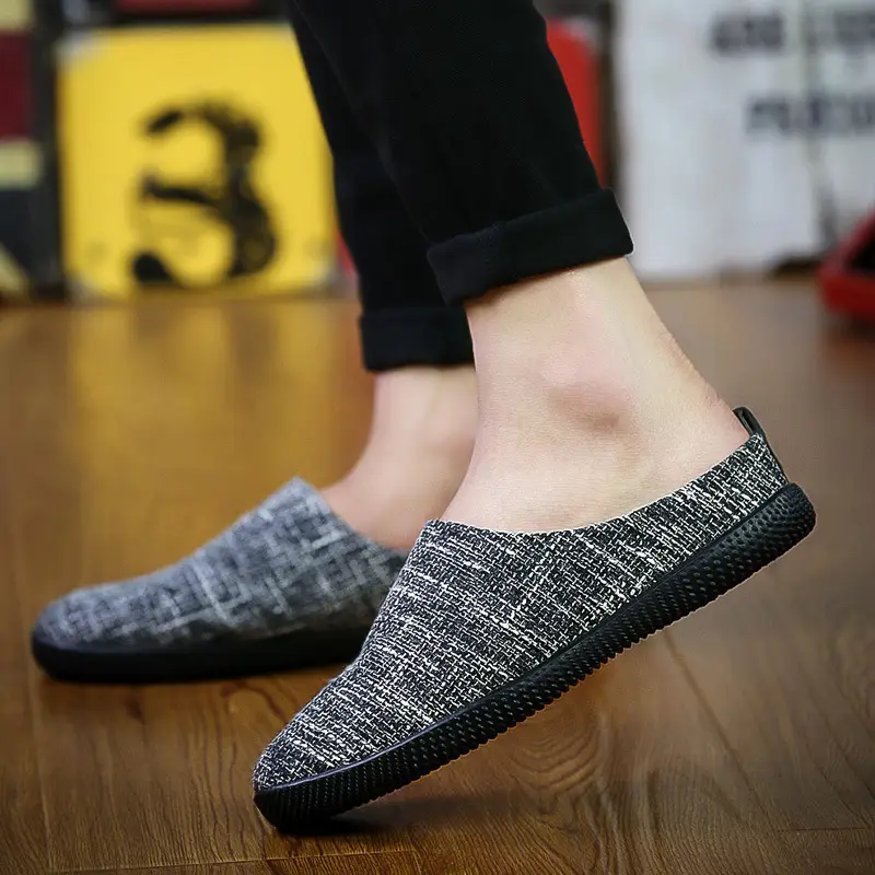 Men Linen T-Shape Flip Flops Summer Casual Shoes