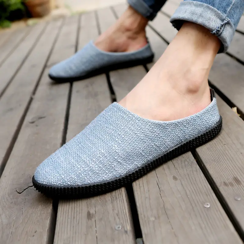 Men Linen T-Shape Flip Flops Summer Casual Shoes